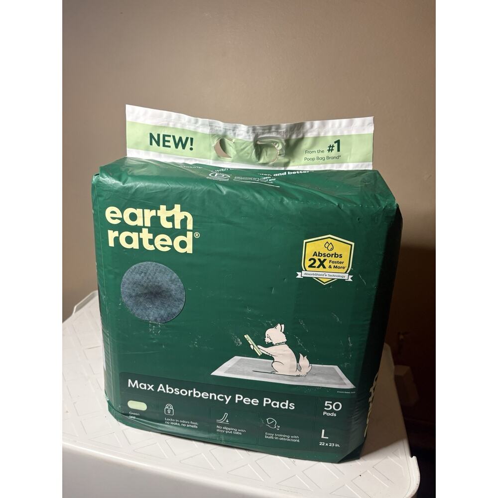 Earth Rated Max Absorbency Pee Pads 50 Pack Large 22x23 Odor Resistant Fast Dry